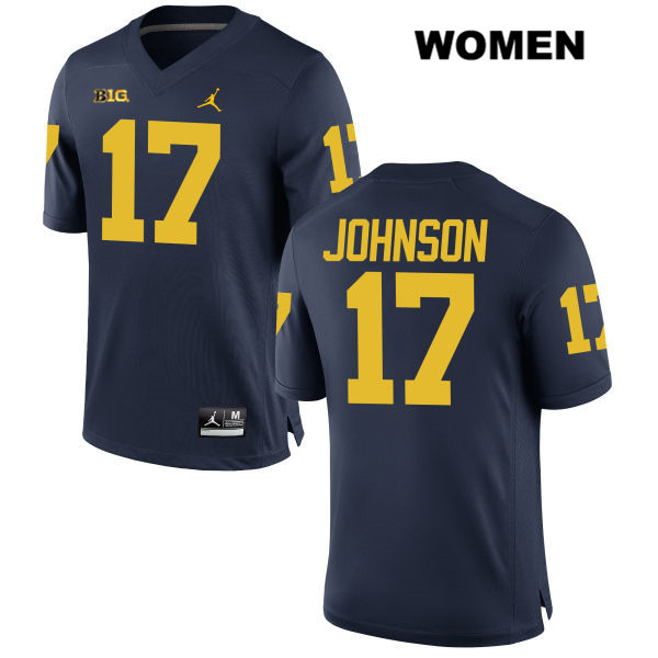 Women's NCAA Michigan Wolverines Nate Johnson #17 Navy Jordan Brand Authentic Stitched Football College Jersey IO25O27BH